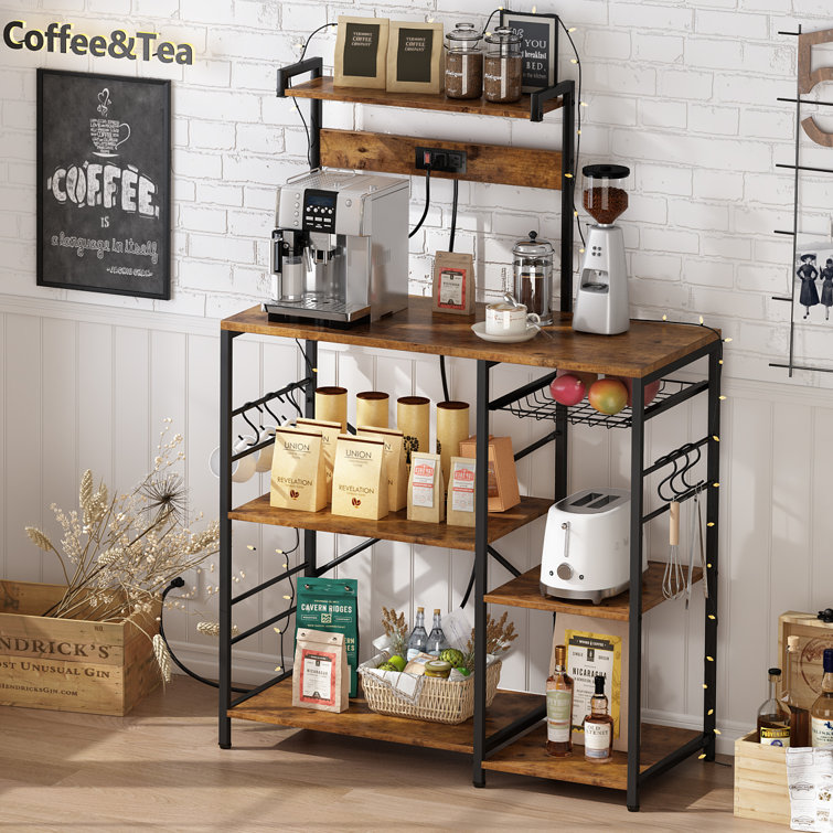 Coffee shelf with online hooks